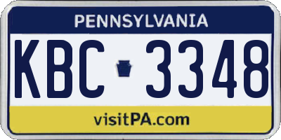 PA license plate KBC3348
