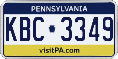 PA license plate KBC3349