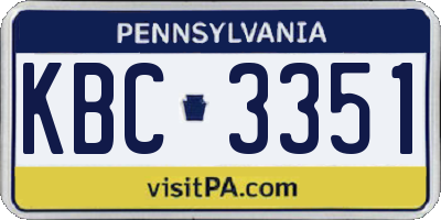 PA license plate KBC3351
