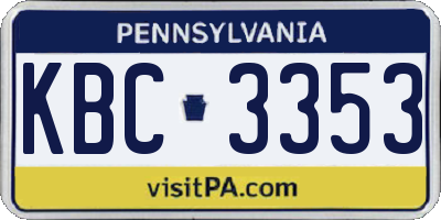 PA license plate KBC3353