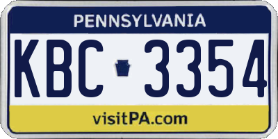 PA license plate KBC3354