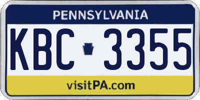 PA license plate KBC3355