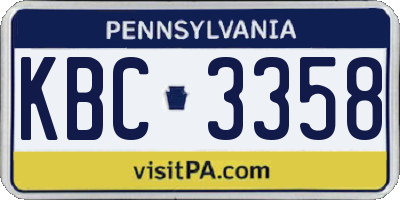 PA license plate KBC3358