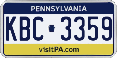 PA license plate KBC3359