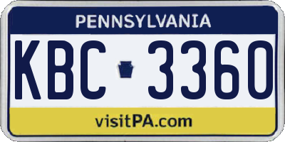 PA license plate KBC3360