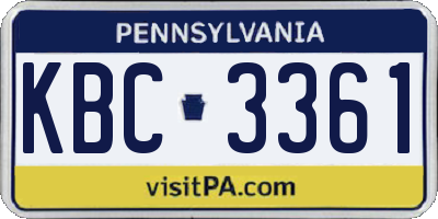 PA license plate KBC3361
