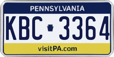 PA license plate KBC3364