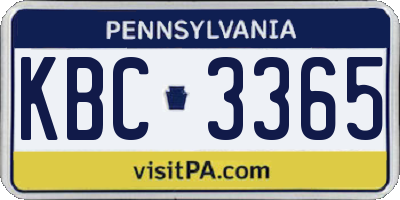 PA license plate KBC3365