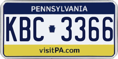 PA license plate KBC3366
