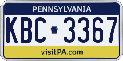 PA license plate KBC3367