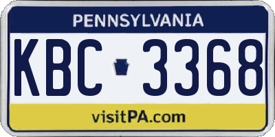 PA license plate KBC3368