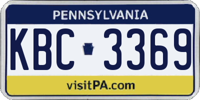 PA license plate KBC3369