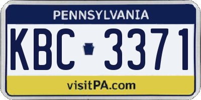 PA license plate KBC3371