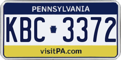PA license plate KBC3372