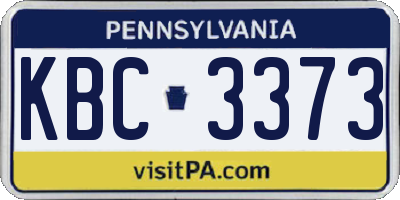 PA license plate KBC3373