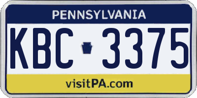 PA license plate KBC3375