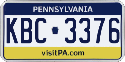 PA license plate KBC3376