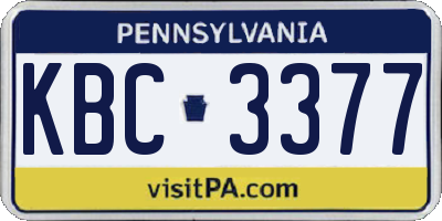 PA license plate KBC3377