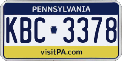 PA license plate KBC3378