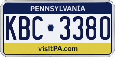 PA license plate KBC3380
