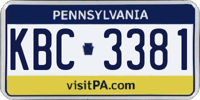 PA license plate KBC3381