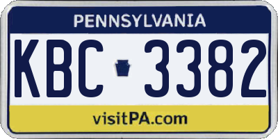 PA license plate KBC3382