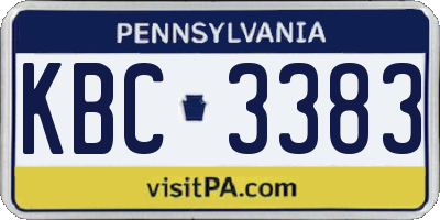 PA license plate KBC3383