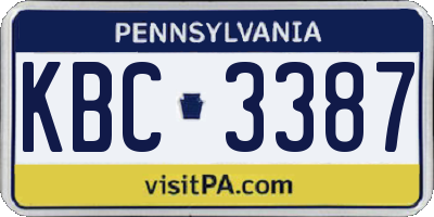PA license plate KBC3387