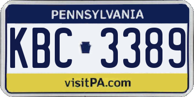 PA license plate KBC3389