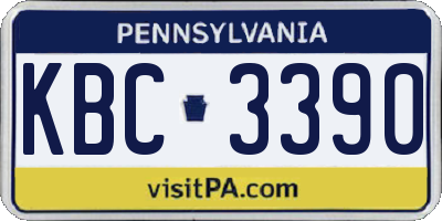 PA license plate KBC3390
