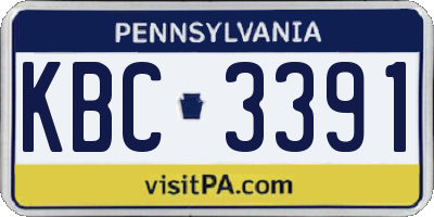 PA license plate KBC3391
