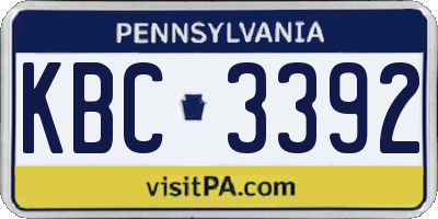PA license plate KBC3392