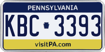 PA license plate KBC3393