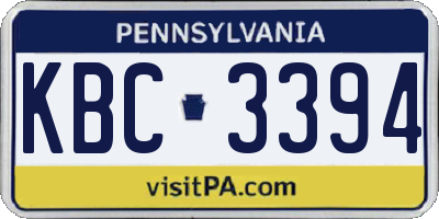 PA license plate KBC3394