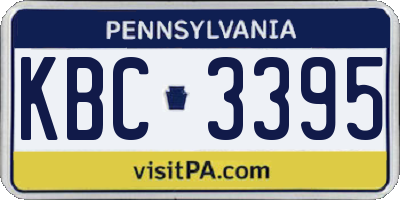 PA license plate KBC3395