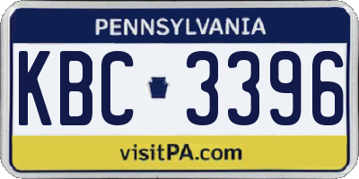PA license plate KBC3396