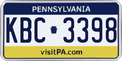 PA license plate KBC3398