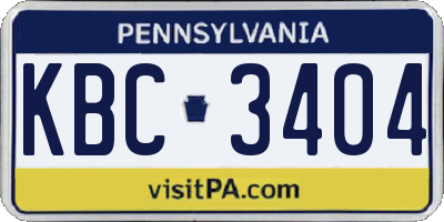 PA license plate KBC3404