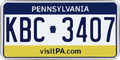 PA license plate KBC3407