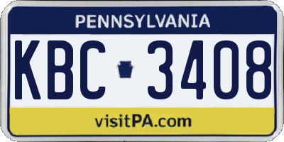 PA license plate KBC3408