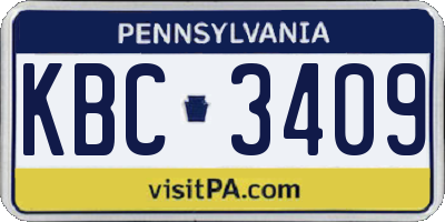 PA license plate KBC3409