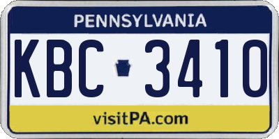 PA license plate KBC3410
