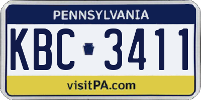 PA license plate KBC3411