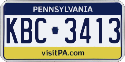 PA license plate KBC3413
