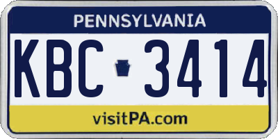 PA license plate KBC3414