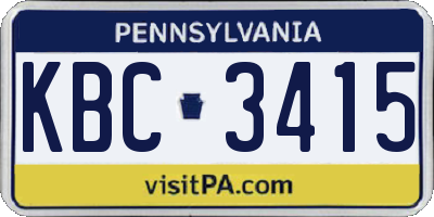 PA license plate KBC3415