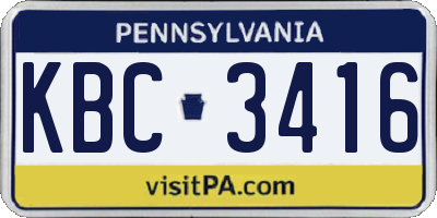 PA license plate KBC3416