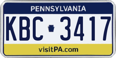 PA license plate KBC3417