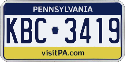 PA license plate KBC3419