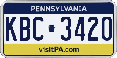 PA license plate KBC3420